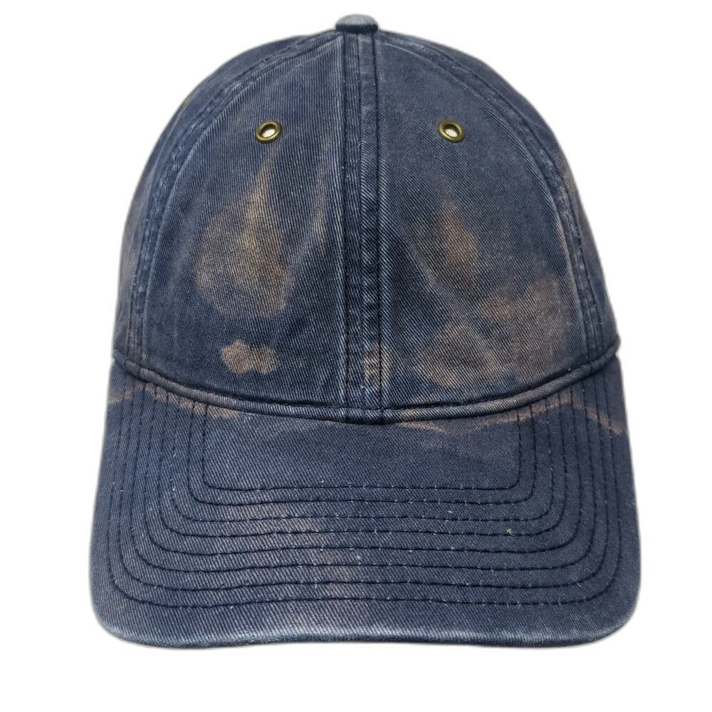 J.Crew Baseball Cap Blue OSFM Leather Strapback Brass Eyelet Cotton Twill Hat